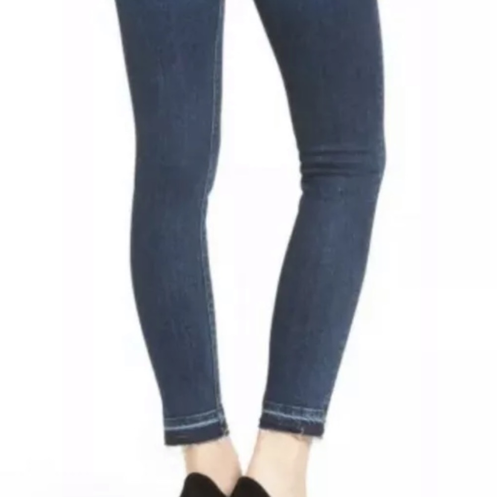 Hudson Nico Mid Rise Crop Super Skinny Jeans Dark Wash Released Hem Frayed 27